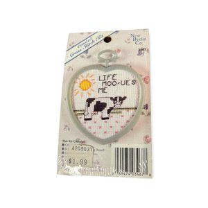 Vintage New Berlin Life Moo-ues Me Cow Cross Stitch Kit  2.5"x2.5” Sealed New